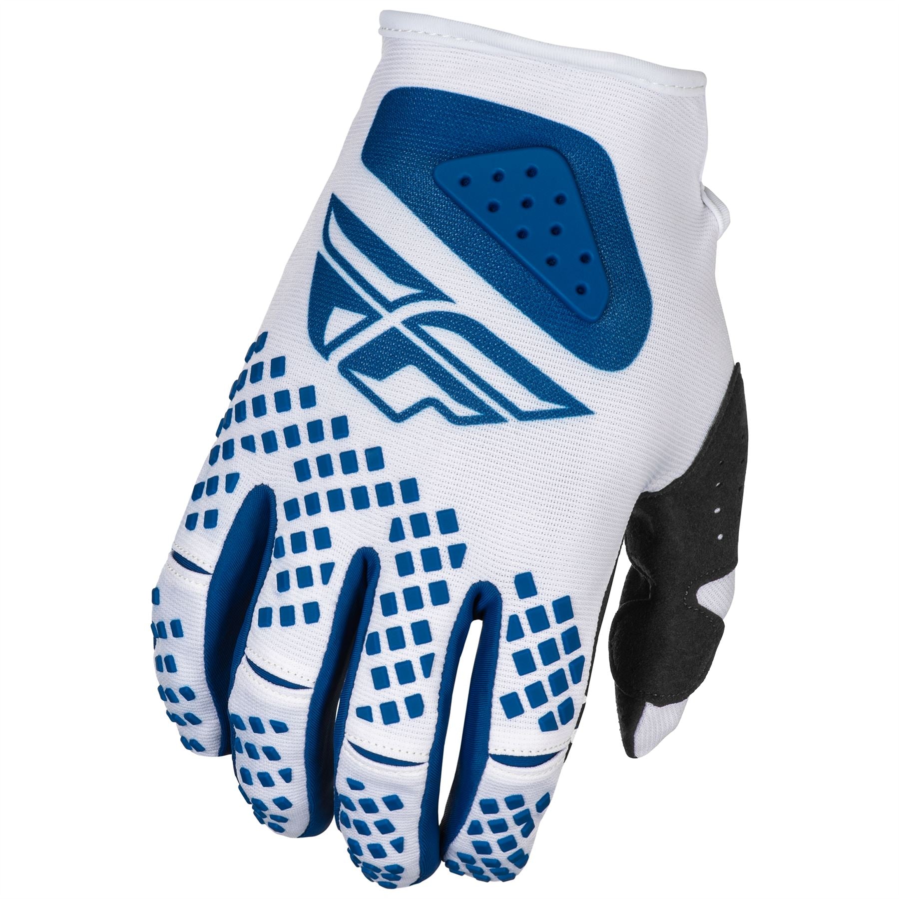 Fly Racing 2025 Youth Kinetic Center Motocross Gloves White Navy